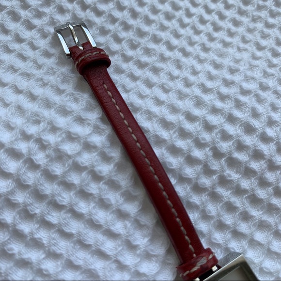 Vintage Coach Slim Watch Leather Strap with Silver Hardware - Red - Picture 5 of 12